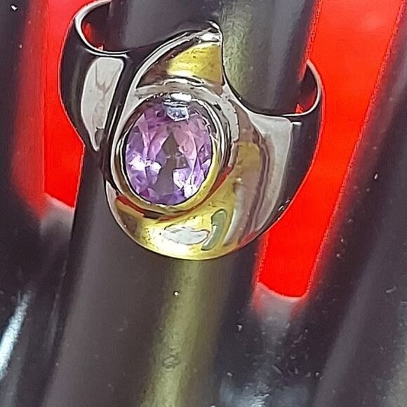 Natural Not Enhanced Amethyst Ring 925 Sterling Silver Size 8 - Picture 5 of 8